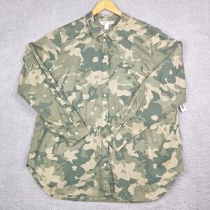 Old Navy Classic Shirt Womens XL Olive Camo Green Long Sleeve 100% Cotton